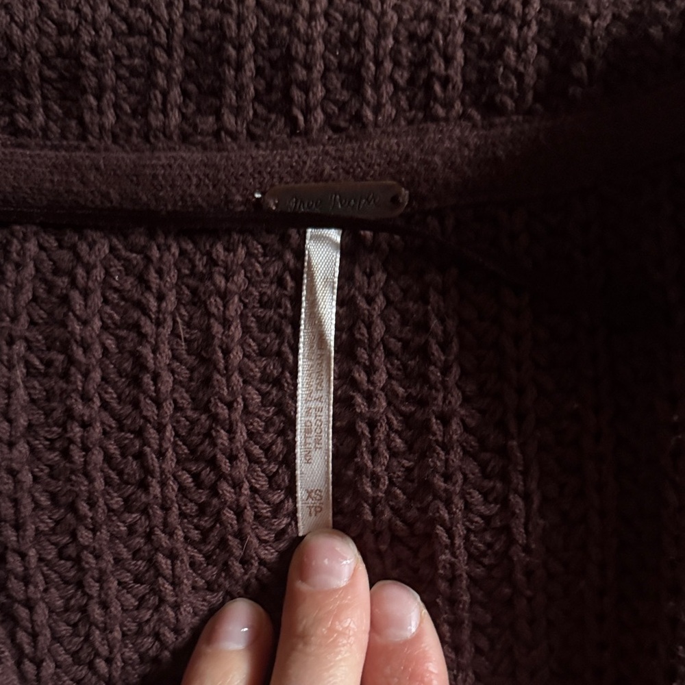 Free People Dark Brown Hooded Cardigan - Picture 2 of 8